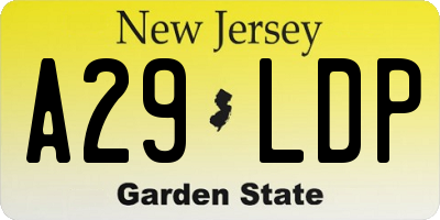 NJ license plate A29LDP