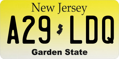 NJ license plate A29LDQ