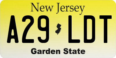 NJ license plate A29LDT