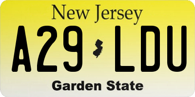 NJ license plate A29LDU