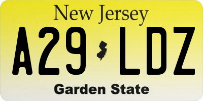 NJ license plate A29LDZ
