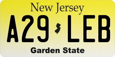 NJ license plate A29LEB
