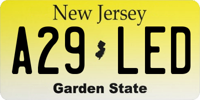 NJ license plate A29LED