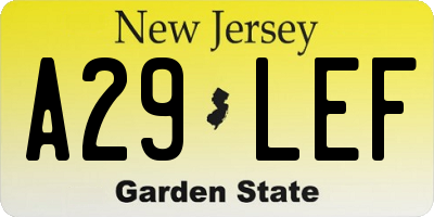 NJ license plate A29LEF