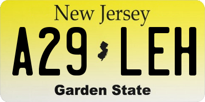 NJ license plate A29LEH