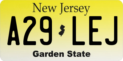 NJ license plate A29LEJ