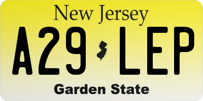 NJ license plate A29LEP