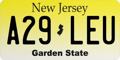 NJ license plate A29LEU
