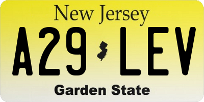 NJ license plate A29LEV