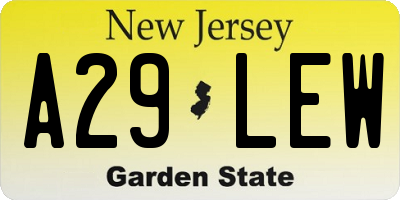 NJ license plate A29LEW