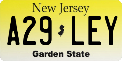 NJ license plate A29LEY