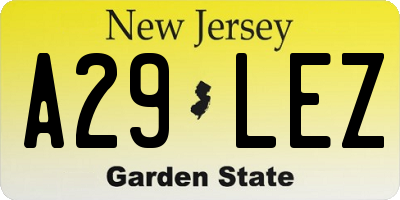 NJ license plate A29LEZ