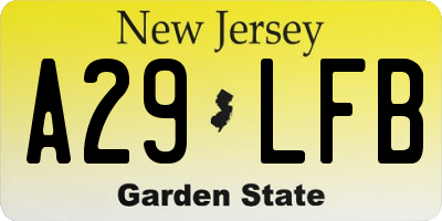 NJ license plate A29LFB