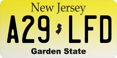 NJ license plate A29LFD
