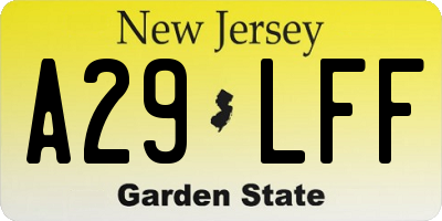 NJ license plate A29LFF