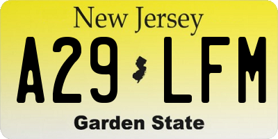 NJ license plate A29LFM