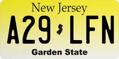 NJ license plate A29LFN
