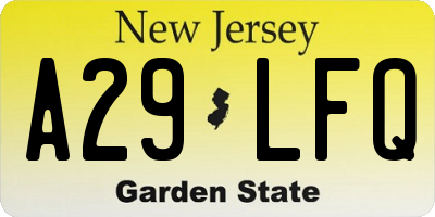 NJ license plate A29LFQ