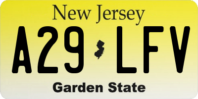 NJ license plate A29LFV