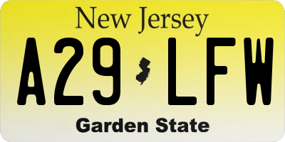 NJ license plate A29LFW