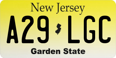 NJ license plate A29LGC