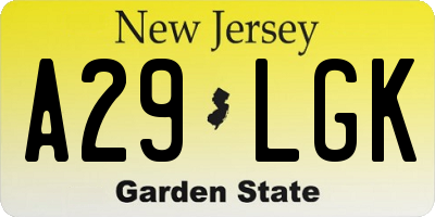 NJ license plate A29LGK