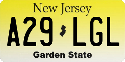 NJ license plate A29LGL