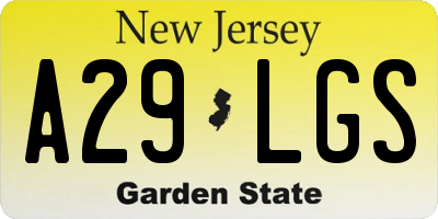 NJ license plate A29LGS