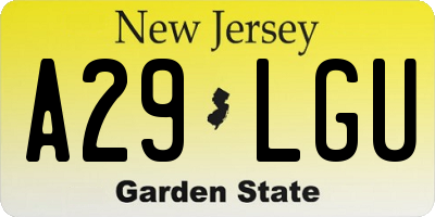 NJ license plate A29LGU