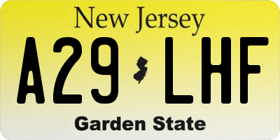 NJ license plate A29LHF