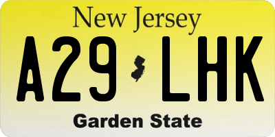 NJ license plate A29LHK