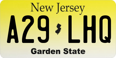 NJ license plate A29LHQ