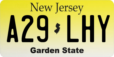 NJ license plate A29LHY