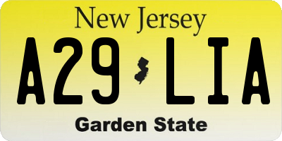 NJ license plate A29LIA