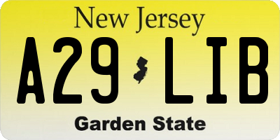 NJ license plate A29LIB