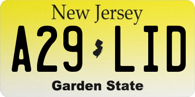 NJ license plate A29LID