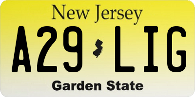 NJ license plate A29LIG