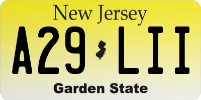 NJ license plate A29LII