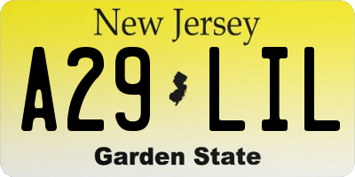 NJ license plate A29LIL