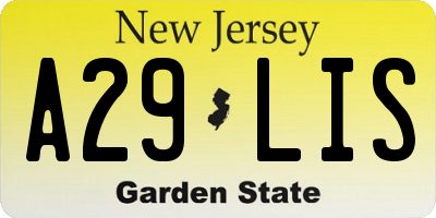 NJ license plate A29LIS