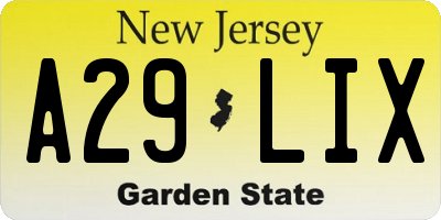 NJ license plate A29LIX