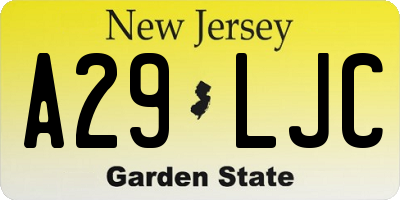 NJ license plate A29LJC