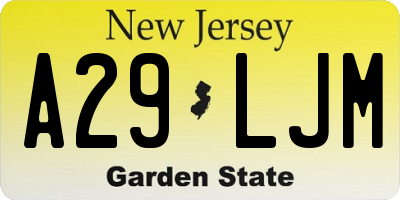 NJ license plate A29LJM