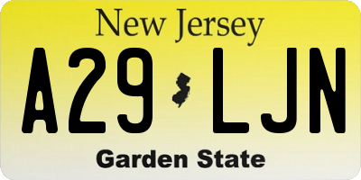 NJ license plate A29LJN