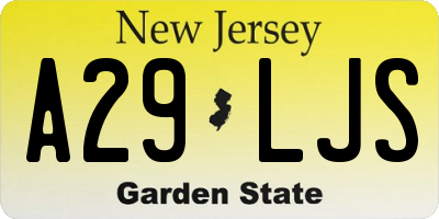 NJ license plate A29LJS
