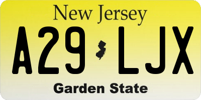 NJ license plate A29LJX