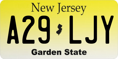 NJ license plate A29LJY