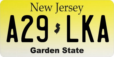 NJ license plate A29LKA
