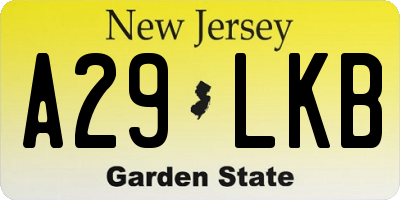 NJ license plate A29LKB