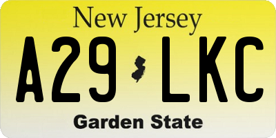 NJ license plate A29LKC